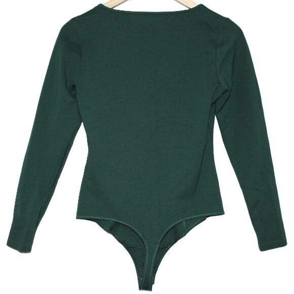 Womens Abercrombie & Fitch Soft AF Green Square Neck Long Sleeve Bodysuit Size M - Picture 2 of 6